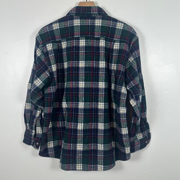 Vintage Pendleton Mens Wool Flannel Button-Up Long Sleeve Green Plaid Shirt XL - Picture 2 of 4